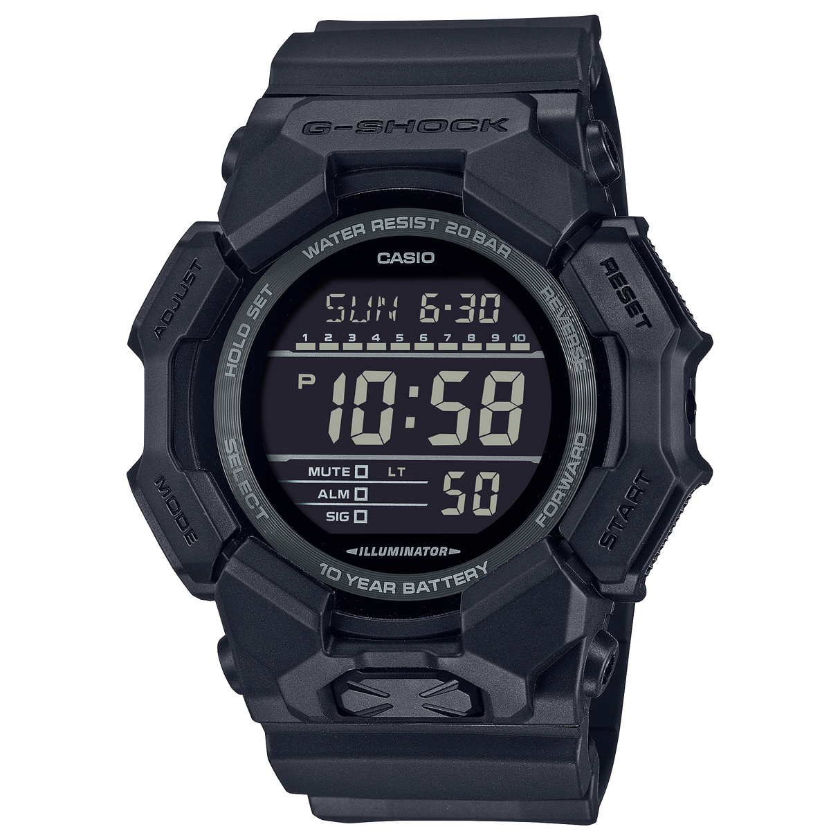 GD-010-1A1 Reloj G-Shock de caballero pulsera de caucho 10 años de batería