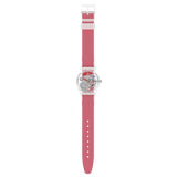 GE292 Reloj Swatch Clearly Red Striped unisex banda de resina