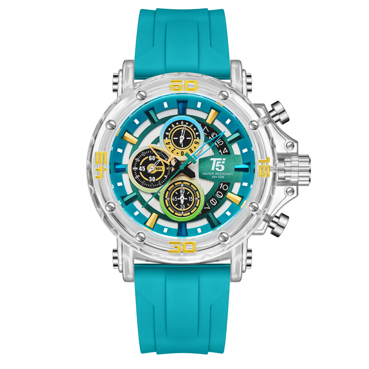 H4004G Reloj T5 para hombre pulsera de goma