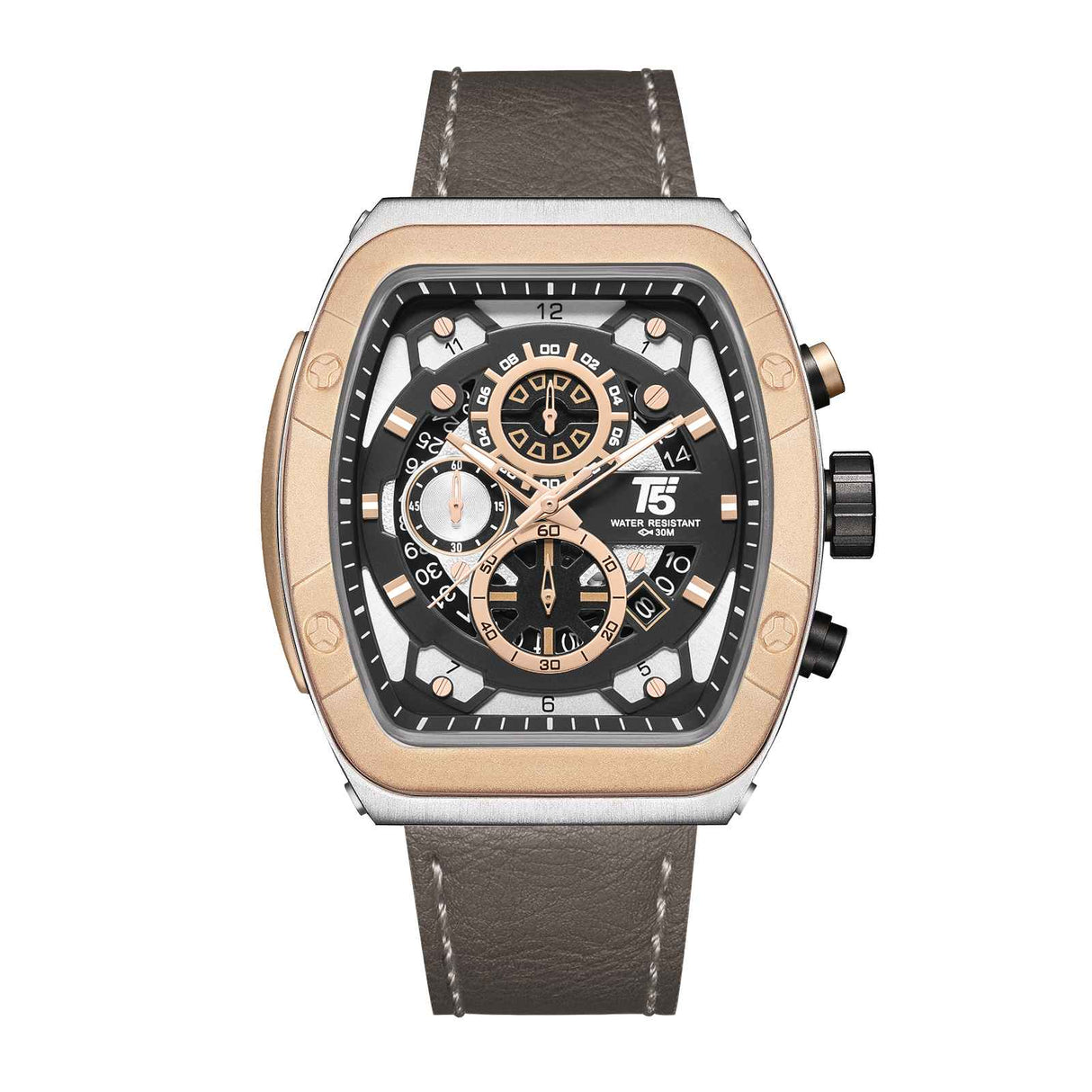 H4016G Reloj T5 para hombre correa de cuero