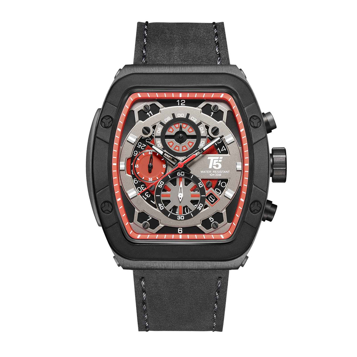 H4016G Reloj T5 para hombre correa de cuero