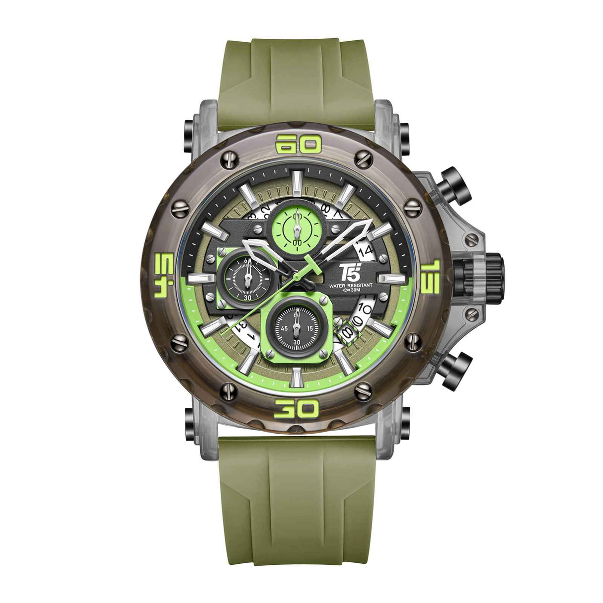 H4043G Reloj T5 para hombre pulsera de goma