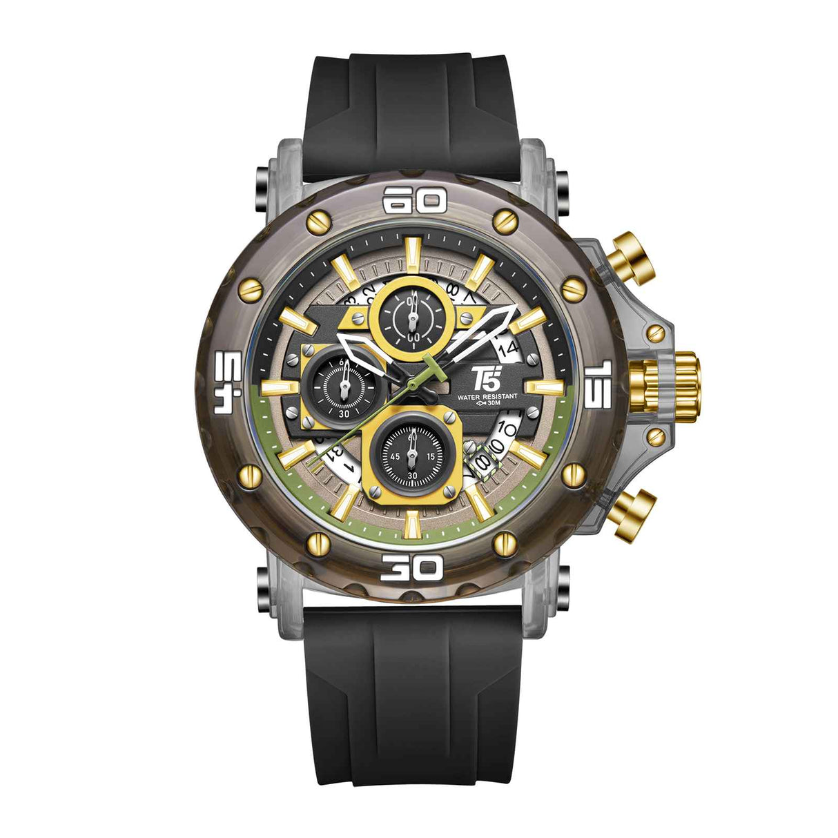 H4043G Reloj T5 para hombre pulsera de goma