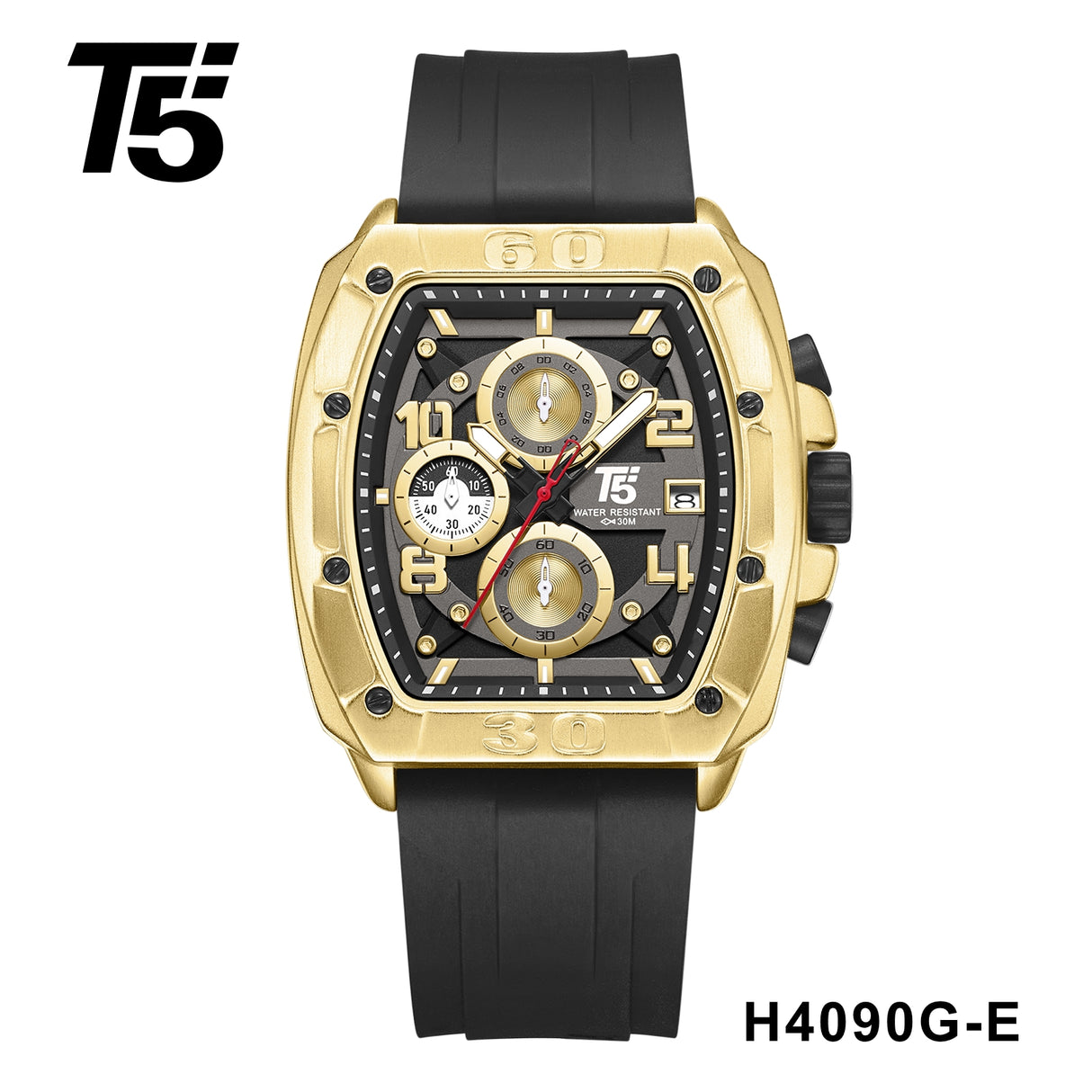 H4090G Reloj t5 para hombre pulsera de caucho