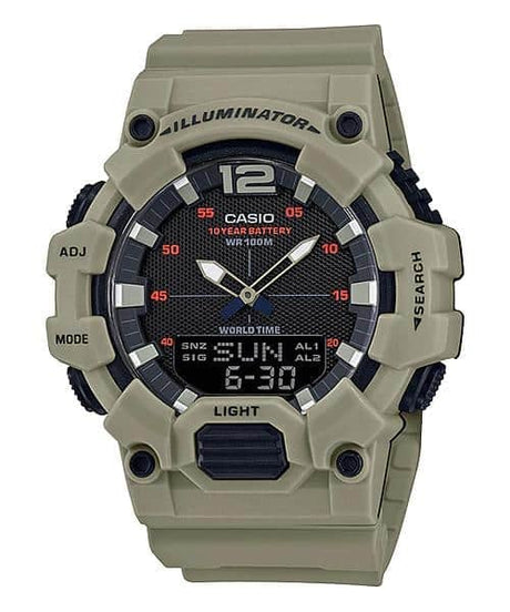 HDC-700-3A3V Reloj Casio para Hombre, Hora Mundial 10 Años de Batería, Illuminator