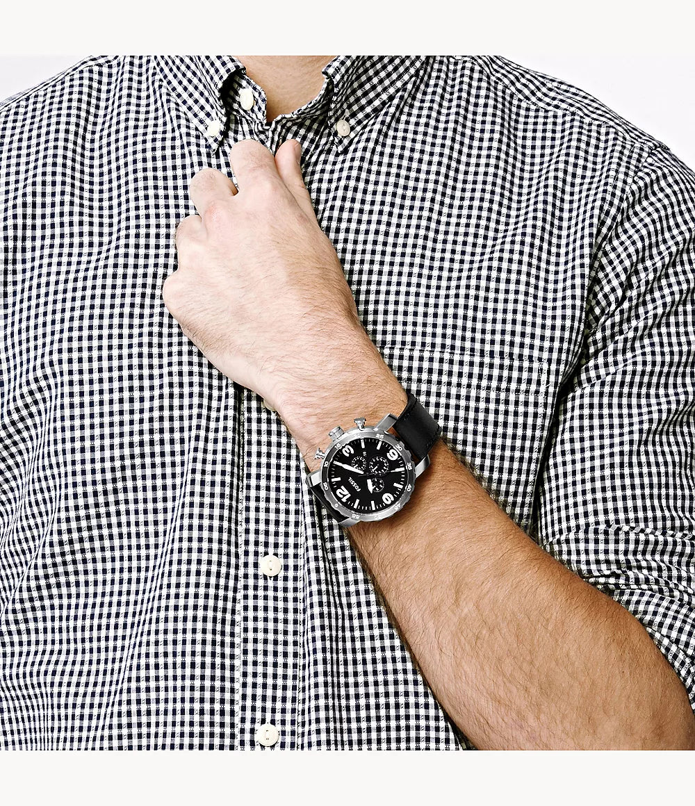 JR1436 Reloj Fossil Nate de hombre banda de piel 50 mm