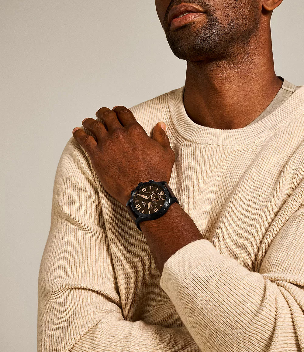 JR1487 Reloj Fossil Nate de hombre pulsera de cuero 50 mm