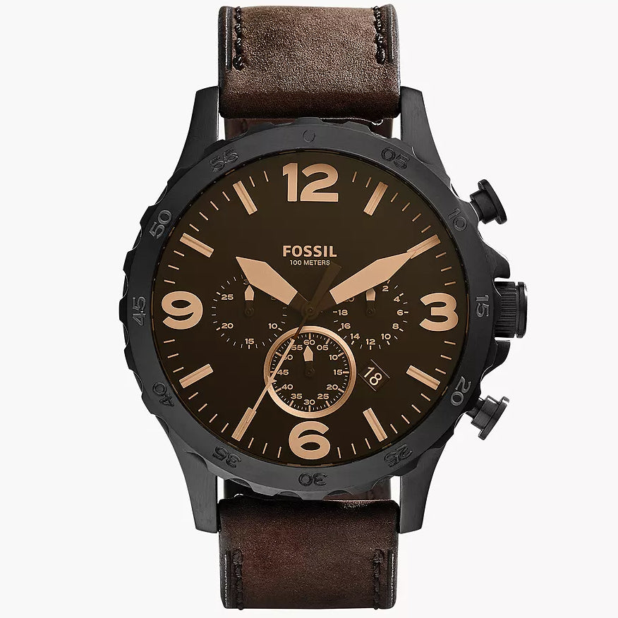 JR1487 Reloj Fossil Nate de hombre pulsera de cuero 50 mm