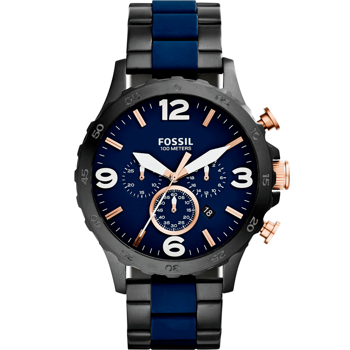 JR1494 Reloj Fossil Nate de hombre pulsera de metal 50 mm