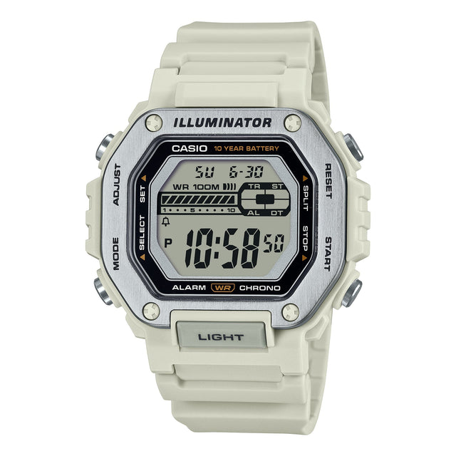 MWD-110H-8AV Reloj Casio Digital Illuminator para Caballero con Correa de Caucho y 10 Años de Batería