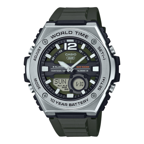 MWQ-100-3AV Casio Hora mundial, Telememo, 10 Años de Batería Reloj para Hombre