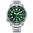 NY0151-59X Reloj Citizen Automático para hombre pulsera de metal plateado con verde