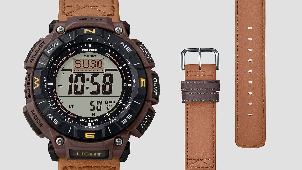 PRG-340L-5 Casio Pro-Trek de hombre pulsera de piel