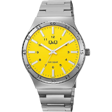 Q70B-003PY QQ Reloj para hombre correa de acero