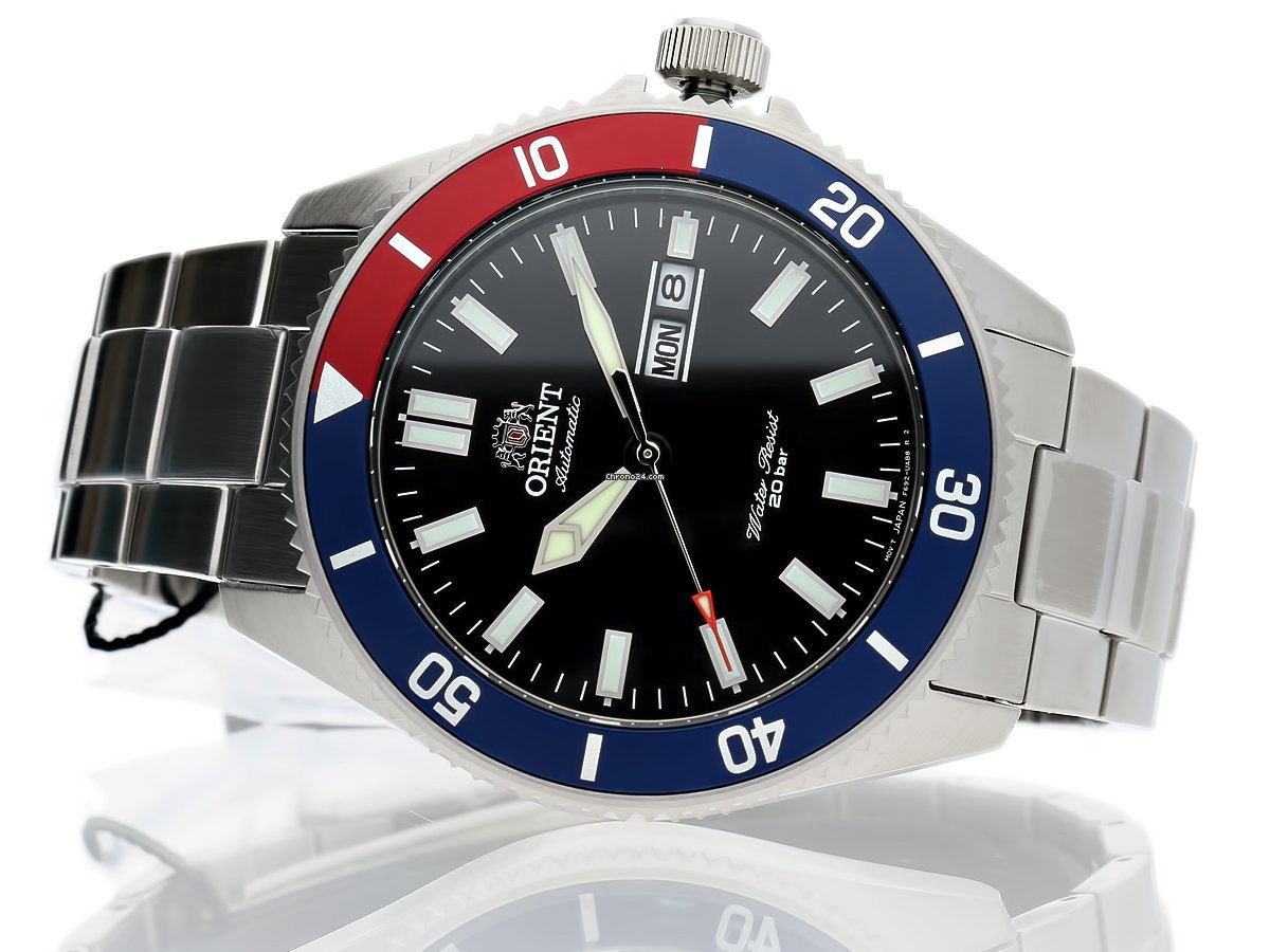 RA-AA0912B19B Orient Automático Kanno Bisel Pepsi Reloj De Caballero Correa de Acero Inoxidable