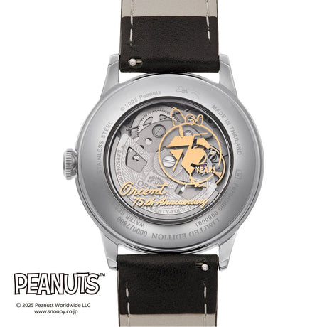 RA-AC0M16S Reloj Orient Bambino Snoopy Peanuts 75 aniversario de hombre correa de piel