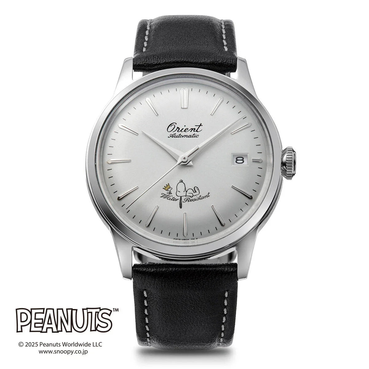 RA-AC0M16S Reloj Orient Bambino Snoopy Peanuts 75 aniversario de hombre correa de piel