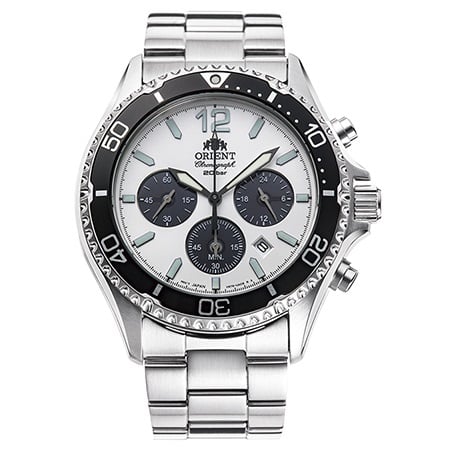 RA-TX0203S Orient Sports Solar Powered Cronógrafo Reloj De Hombre Pulsera de Acero Inoxidable