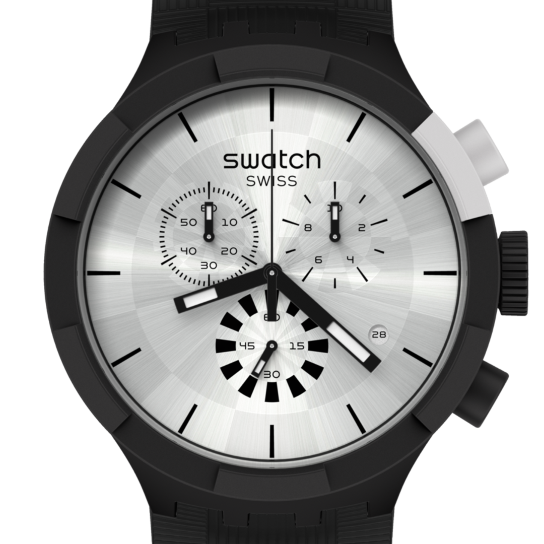 SB02B404 Reloj Swatch Chequered Silver de hombre correa de silicona 47 mm