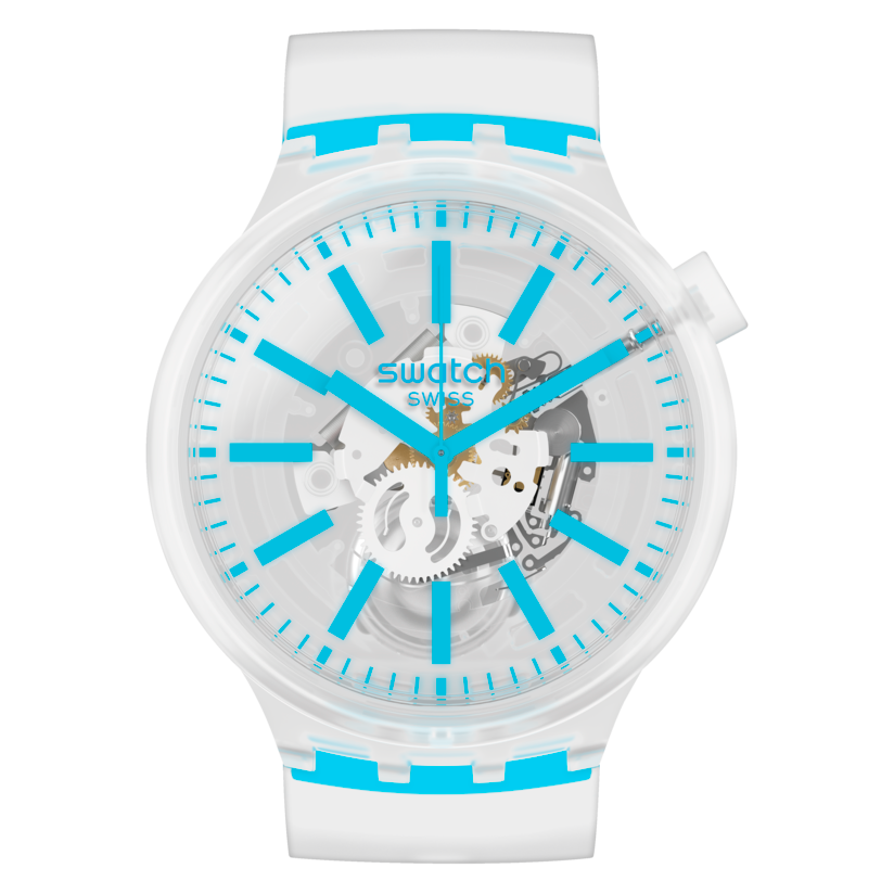 SO27E105 Reloj Swatch Big Bold BlueInJelly unisex correa de caucho
