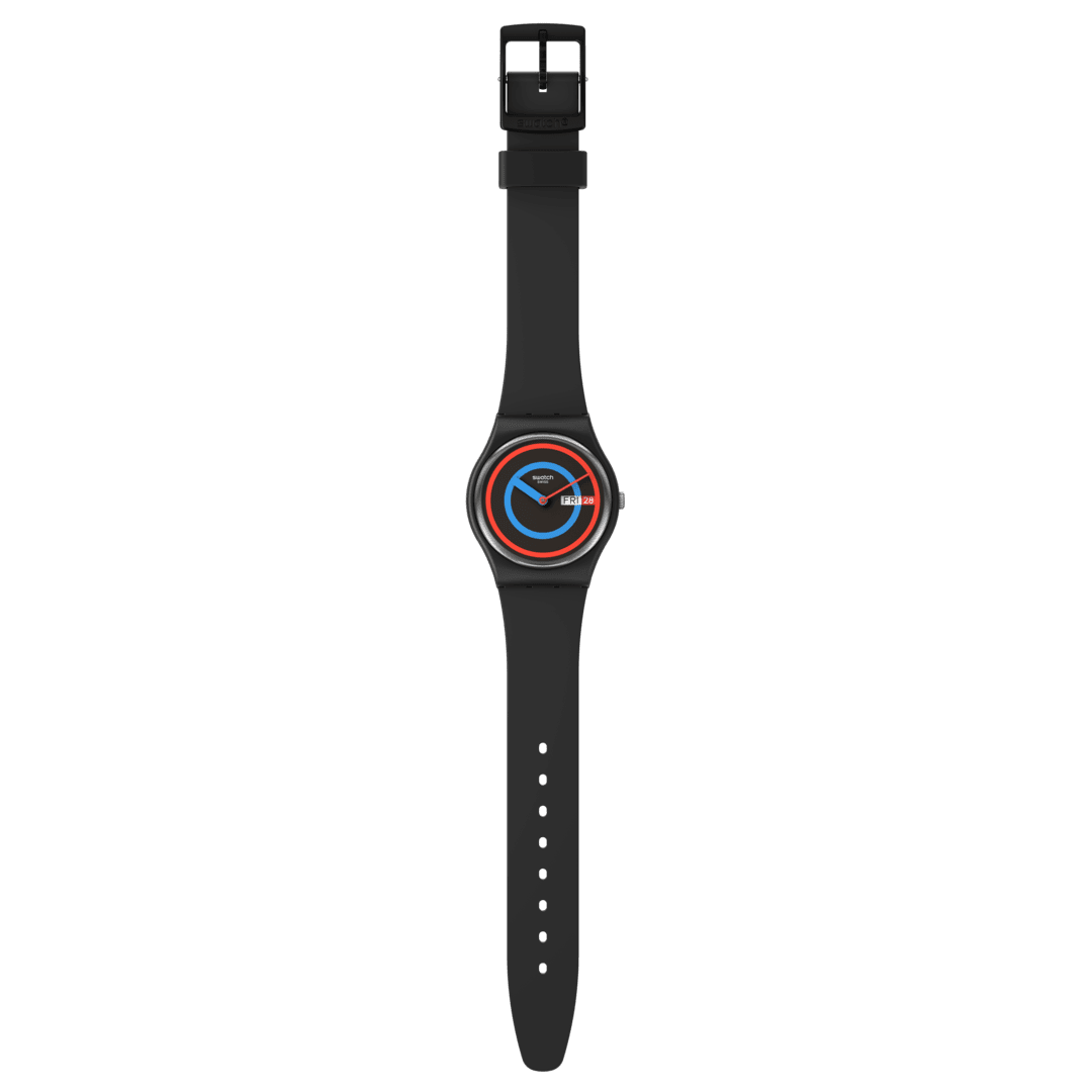 SO28B706 Reloj Swatch Circling Black Unisex pulsera de resina