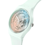 SO32S101 Reloj Swatch Fleetingly Iceblue Unisex de correa de caucho