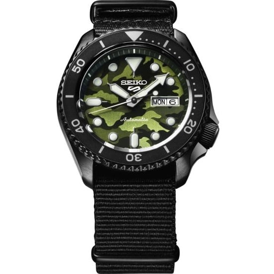 SRPJ37K1 Seiko Seiko 5 Camuflaje Verde Street Style Automático Banda de Tela