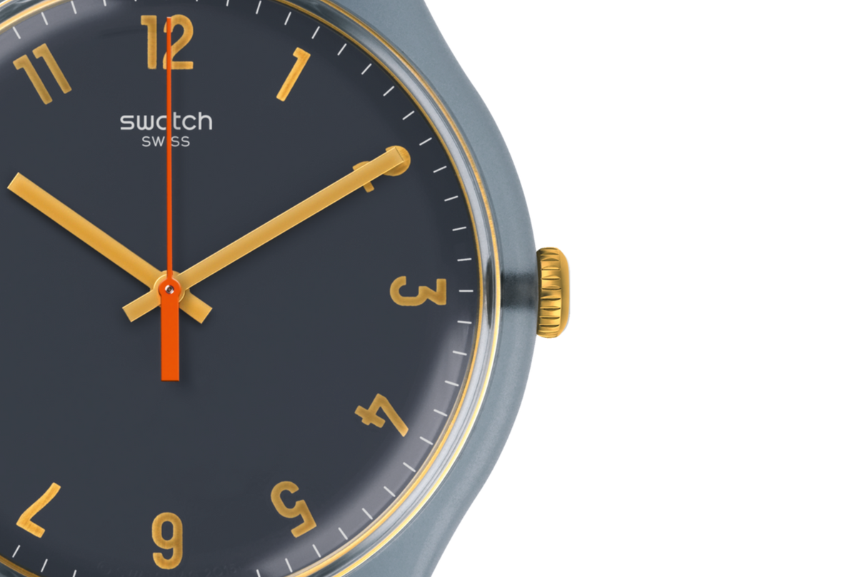 SUOM105 Reloj Swatch Nuit Bleue de hombre pulsera de silicona