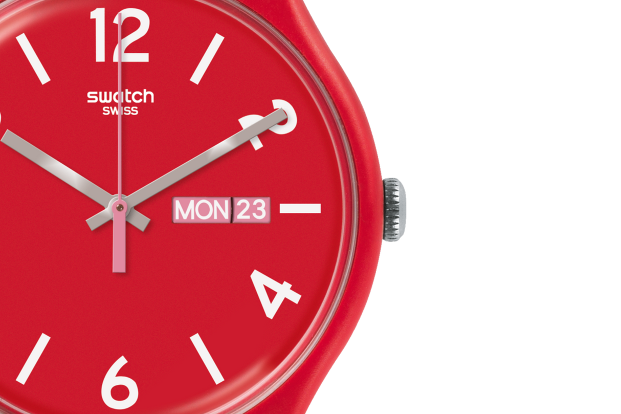 SUOR705 Swatch Backup Red unisex pulsera de caucho