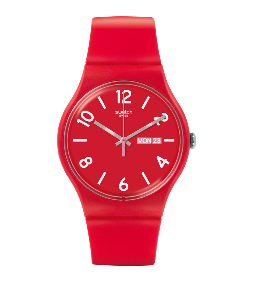 SUOR705 Swatch Backup Red unisex pulsera de caucho
