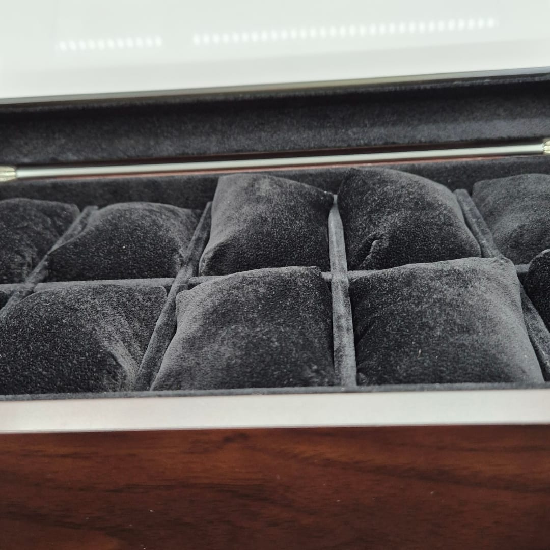 TC-005 Almacenamiento de relojes caja de madera color negro 10 compartimientos