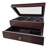 TC-005 Almacenamiento de relojes caja de madera color negro 10 compartimientos