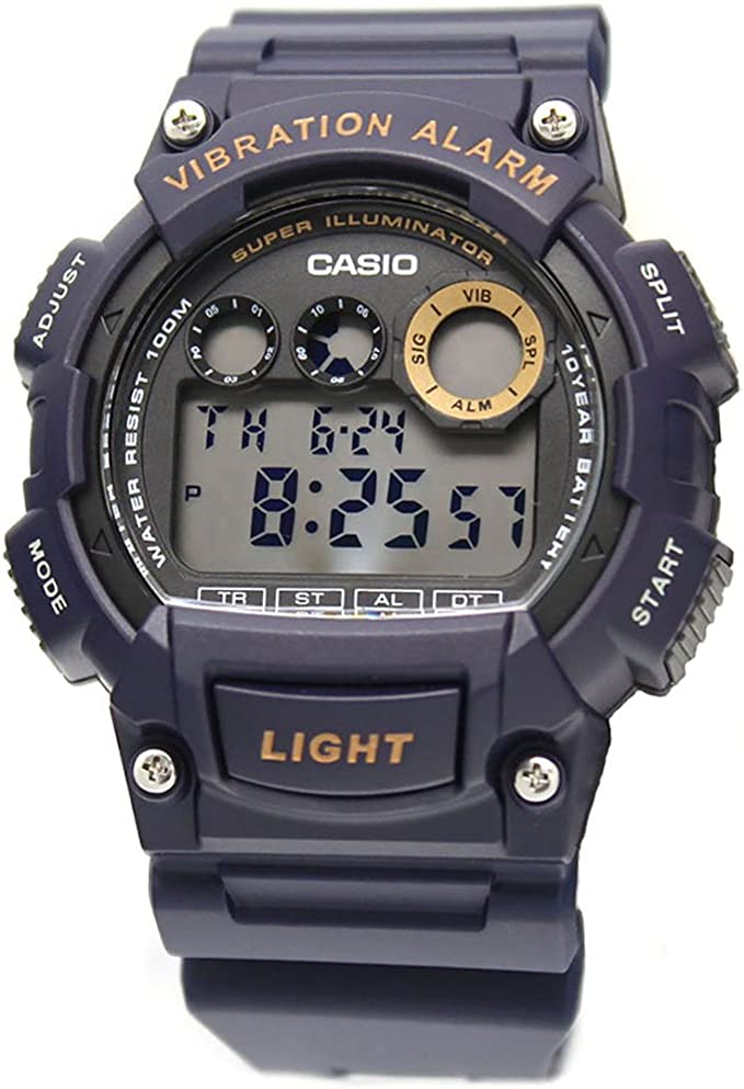 W-735H-2AV Reloj Casio para Hombre, Alarma Vibrante Super Illuminantor