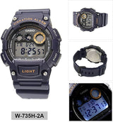 W-735H-2AV Reloj Casio para Hombre, Alarma Vibrante Super Illuminantor