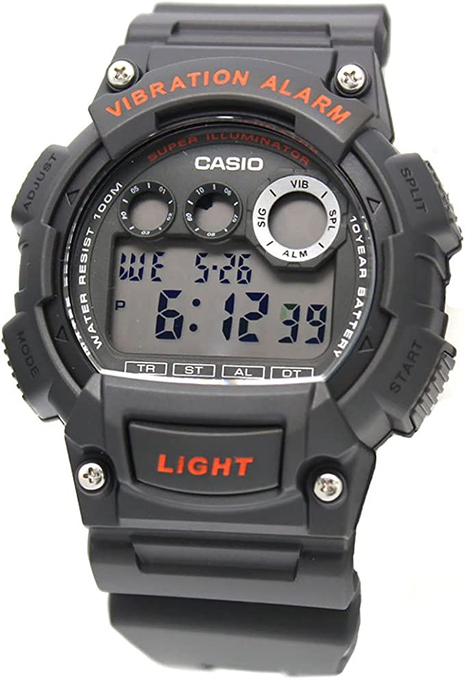 W-735H-8AV Reloj Casio para Hombre, Alarma Vibrante Super Illuminantor