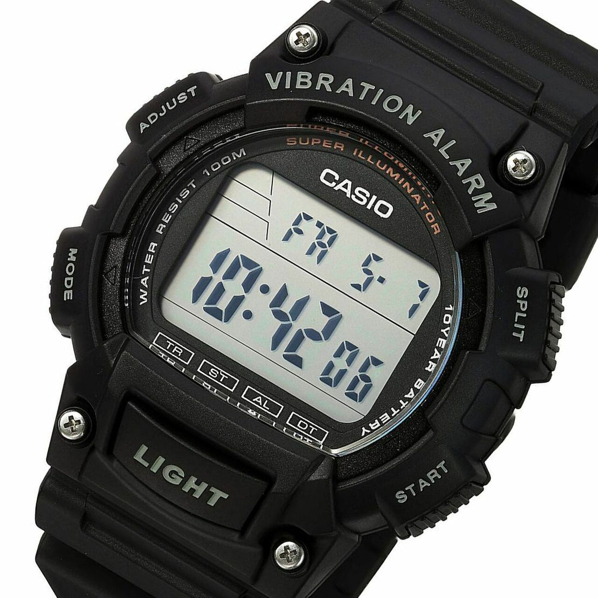 W-736H-1AV Reloj Casio para Caballero, Alarma Vibrante Super Illuminantor