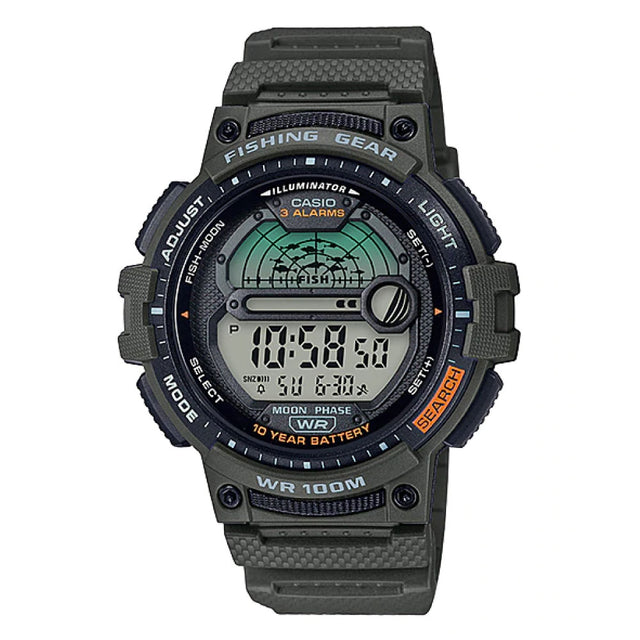 WS-1200H-3AV Reloj Casio para Hombre, Fishing Gear, Fase Lunar