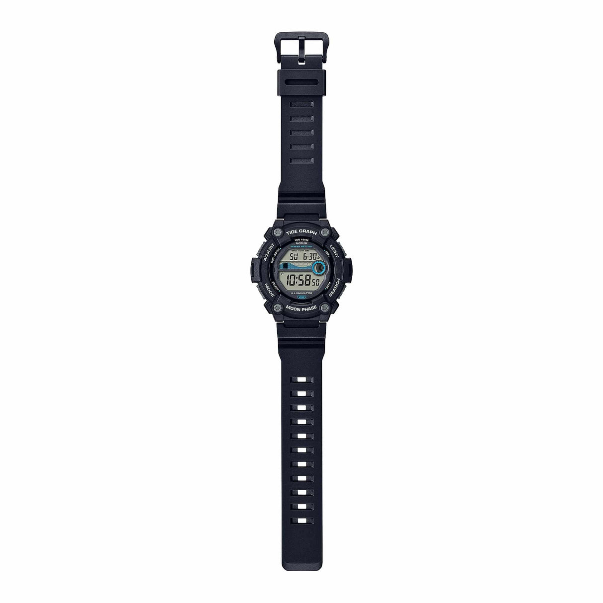 WS-1300H-1AV Reloj Casio para Hombre, Gráfica de Marea, 10 Años de Batería