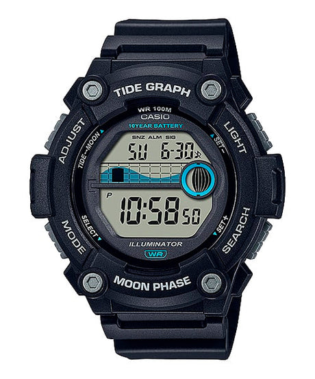 WS-1300H-1AV Reloj Casio para Hombre, Gráfica de Marea, 10 Años de Batería