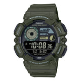 WS-1500H-3BV Reloj Casio Digital para Caballero con Correa de Caucho, Fishing Gear y Fase Lunar