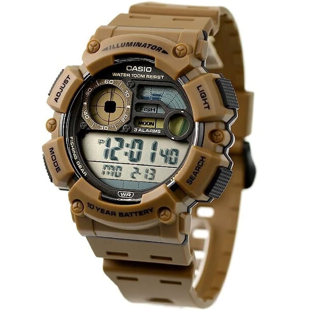 WS-1500H-5AV Casio Reloj para Hombre, Fishing Gear, Fase Lunar