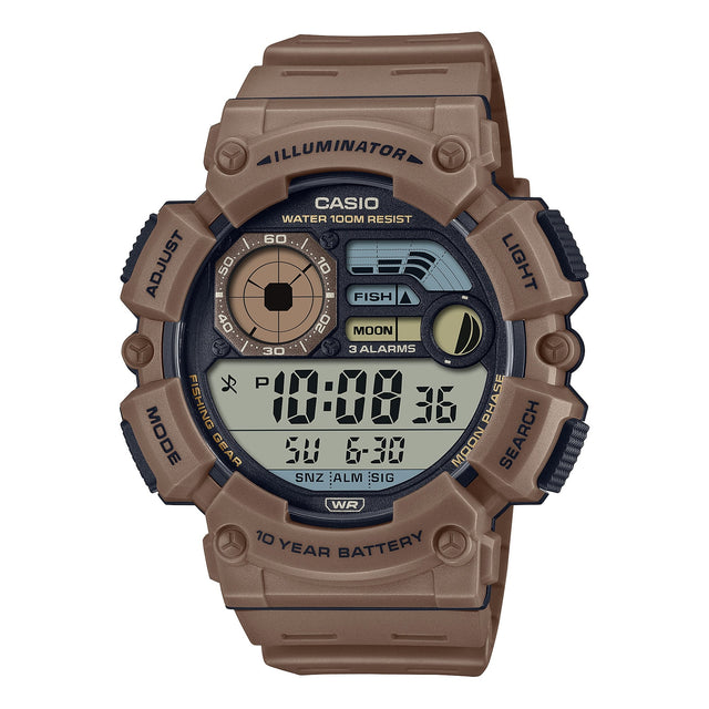 WS-1500H-5AV Casio Reloj para Hombre, Fishing Gear, Fase Lunar