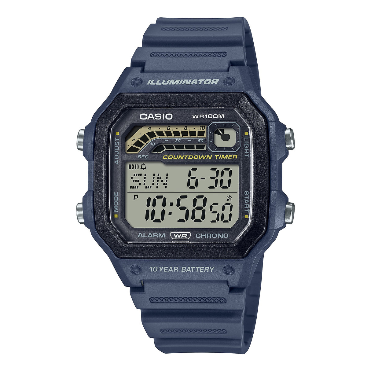 WS-1600H-2AV Casio Reloj para Hombre, Illuminator 10 Años de Batería