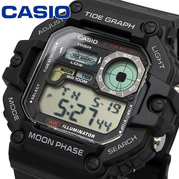 WS-1700H-1AV Casio Gráfica de marea, Illuminator, 10 años de batería, Fase Lunar Reloj para Hombre