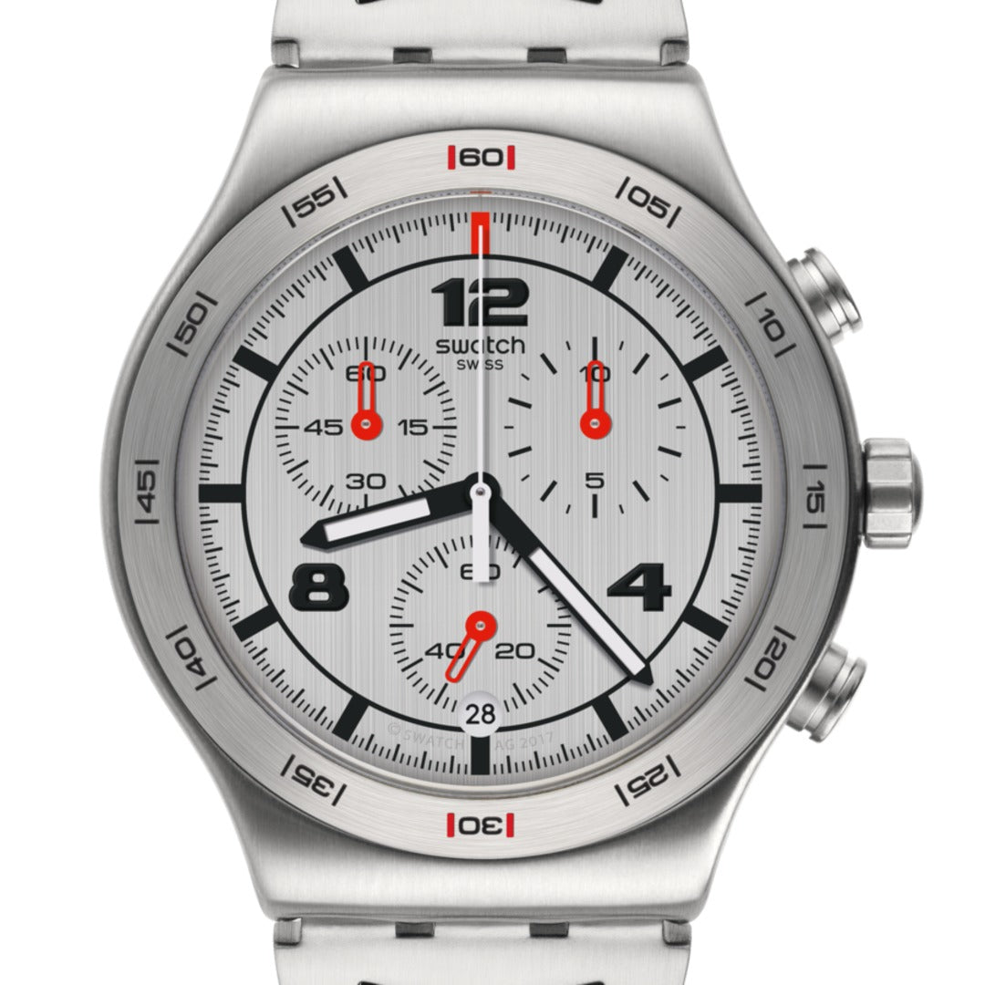 YVS447G Reloj Swatch Silver Again de hombre correa de metal 43 mm