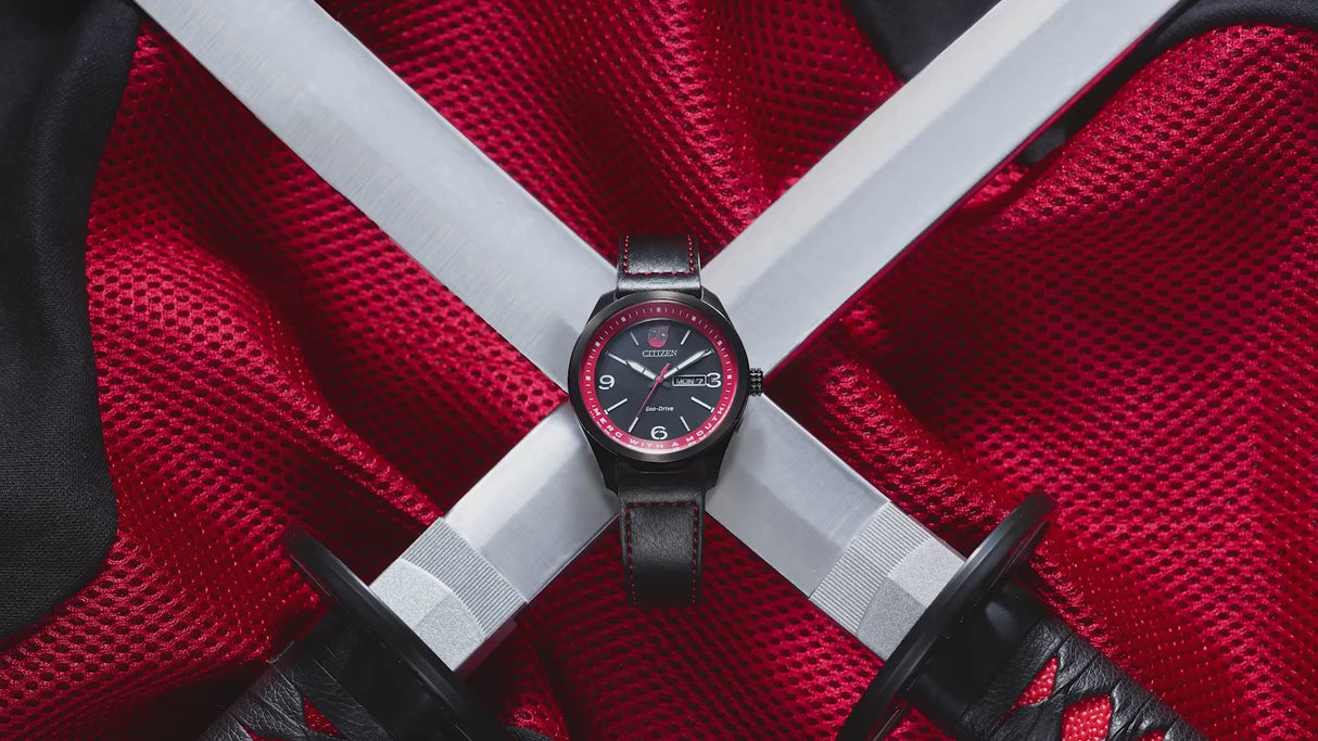 AW0145-02W Citizen Here comes Deadpool Marvel Edition de caballero pulsera de cuero