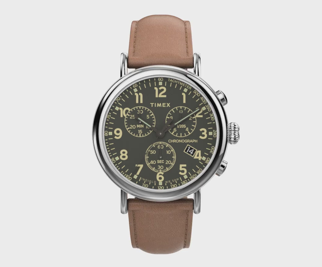 TW2V27500 Reloj Timex Standard Chronograph para hombre pulsera de cuero 41 mm