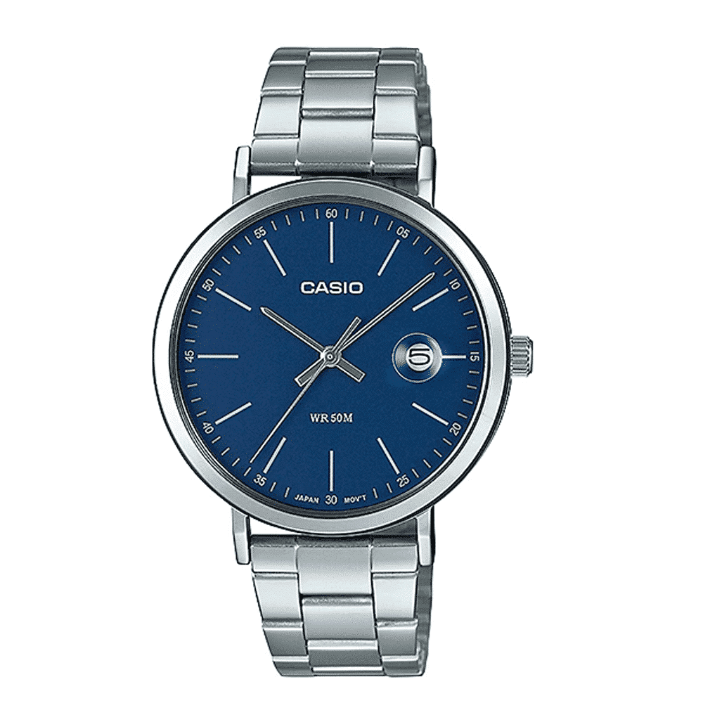 ⌚Reloj Casio de hombre, analógico y detalles azules, MTP-1384D-7A2VEF.